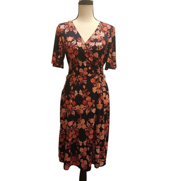 Julie Dillon Zaylee Faux Wrap Knit Dress in Floral, Size 4 - Picture 1 of 6